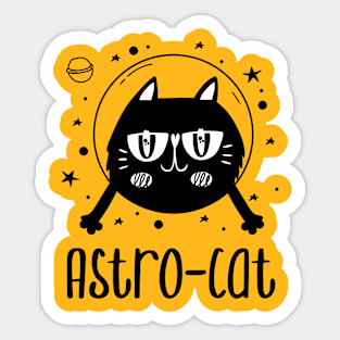 Black funny space cat Sticker